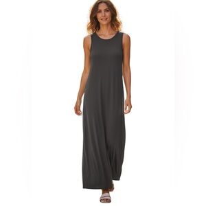 J. Jill Pima Cotton Slate Grey Scoop Neck Tank Dress Minimalist Lagenlook Casual